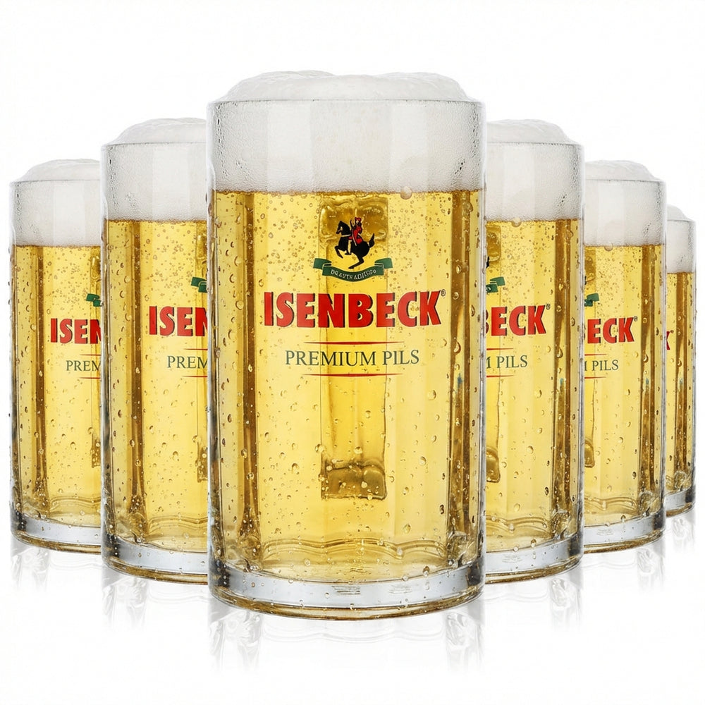 6x Isenbeck Bier Glas Humpen 0,5l Krug Henkel Glückauf Seidel Rastal
