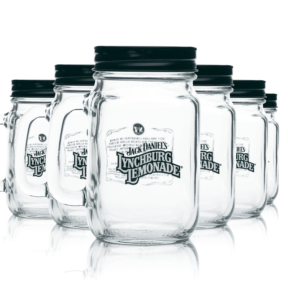 6x Jack Daniels Glas 0,48l Krug Jug Jar Lynchburg Deckel Henkel Gläser Lemonade