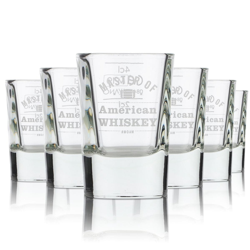 6x Jack Daniels Glas 4cl Shots Kurze Stamper Gläser Master of American Whiskey