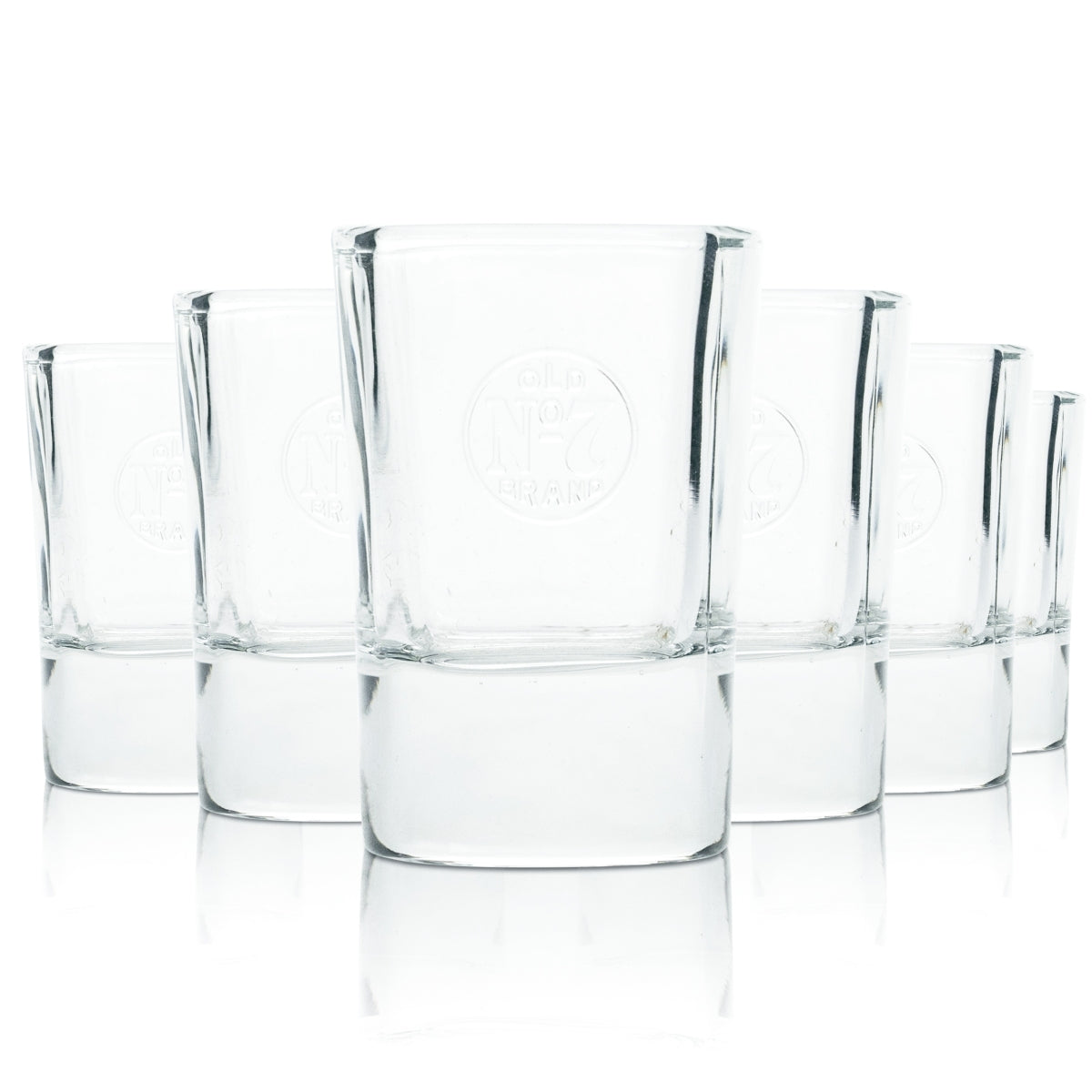 6x Jack Daniels Glas 4cl Whiskey Shot Gläser Kurze Stamper No. 7 Relief Kontur
