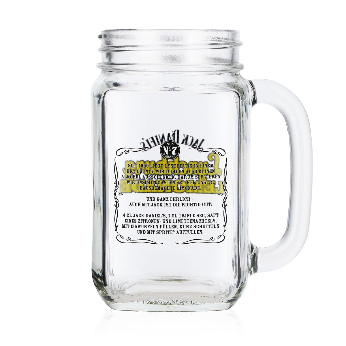 6x Jack Daniels Whiskey Glas Jargläser 0,48l Krug Lynchburg Gelb OHNE Deckel – Ansicht 5