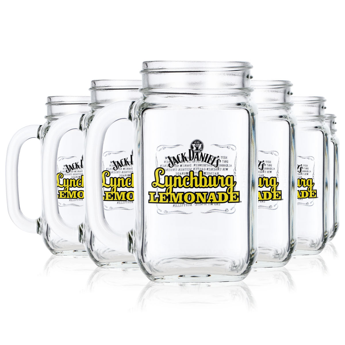 6x Jack Daniels Whiskey Glas Jargläser 0,48l Krug Lynchburg Gelb OHNE Deckel – Ansicht 6