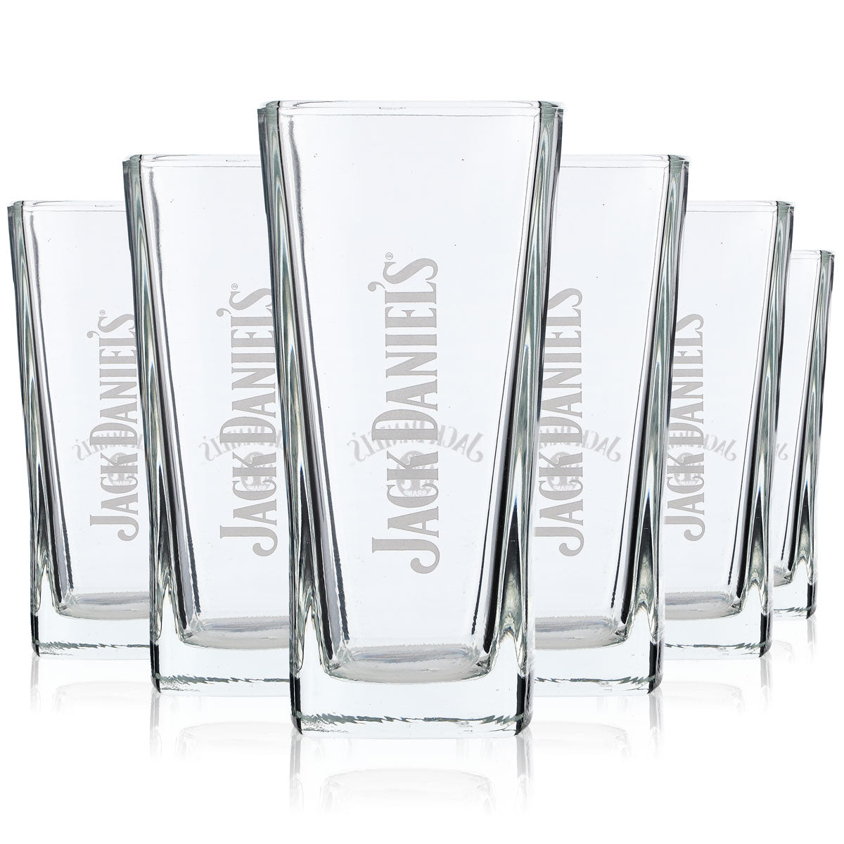 6x Jack Daniels Whisky Glas 0,33l Longdrinkglas satiniertes Logo eckig edel – Ansicht 6
