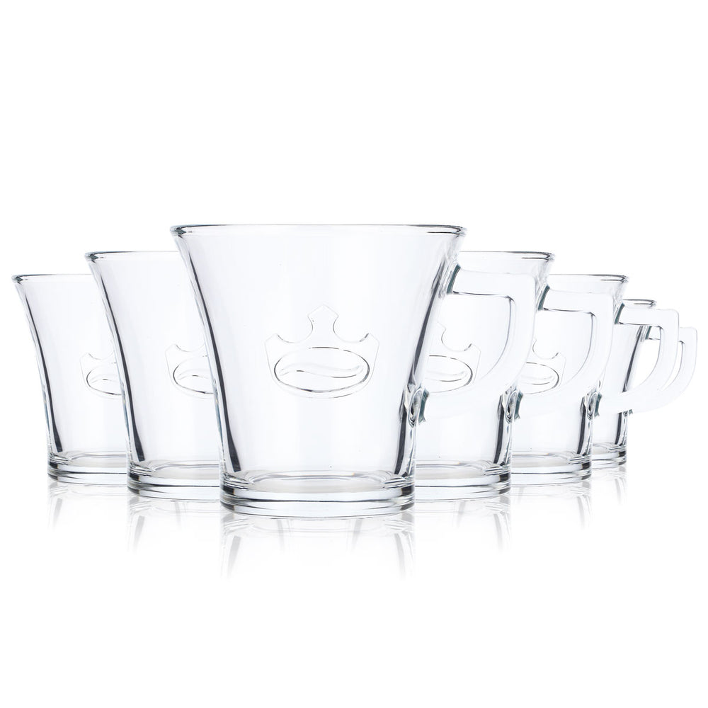 6x Jacobs Kaffee Glas 0,2l Tasse Kaffeetasse Americano Cup Relief