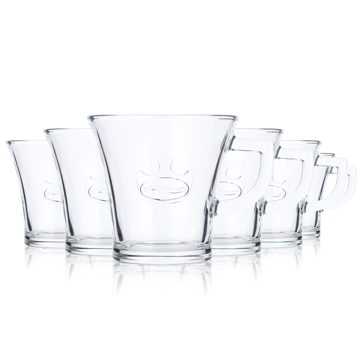 6x Jacobs Kaffee Glas 0,2l Tasse Kaffeetasse Americano Cup Relief