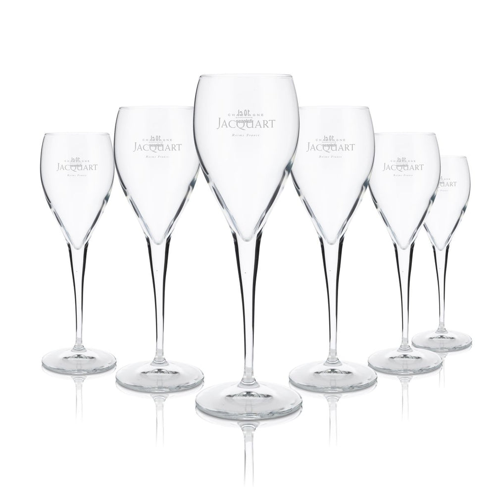 6x Jacquart Glas 0,1l Champagner Flöte Kelchglas Geeicht Gläser Set Sekt Secco