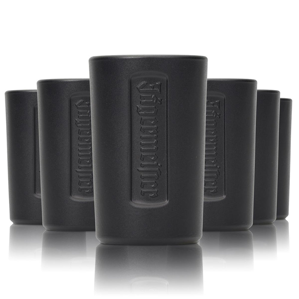 6x Jägermeister Glas Shot Kurze 2cl Schwarz Matt Stamper Gläser Schnaps Gastro