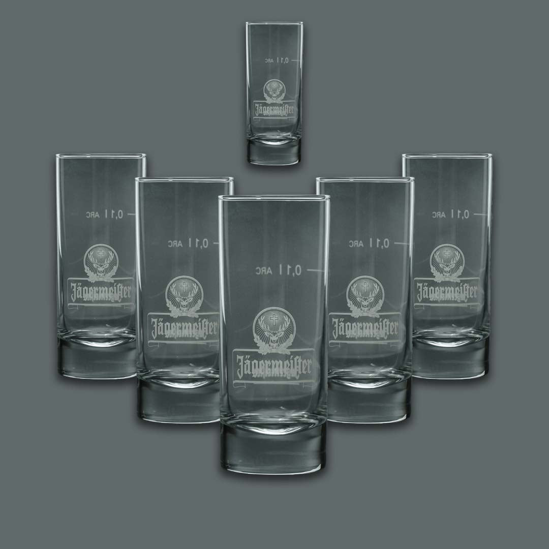 6x Jägermeister Likör Glas Longdrink 0,1l