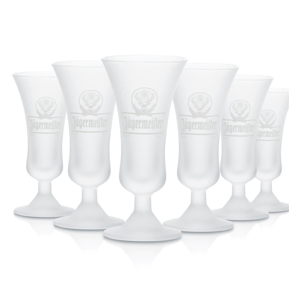 6x Jägermeister Glas 4cl Schnapsglas Kelchglas Satiniert Shot Kurze Gläser Set