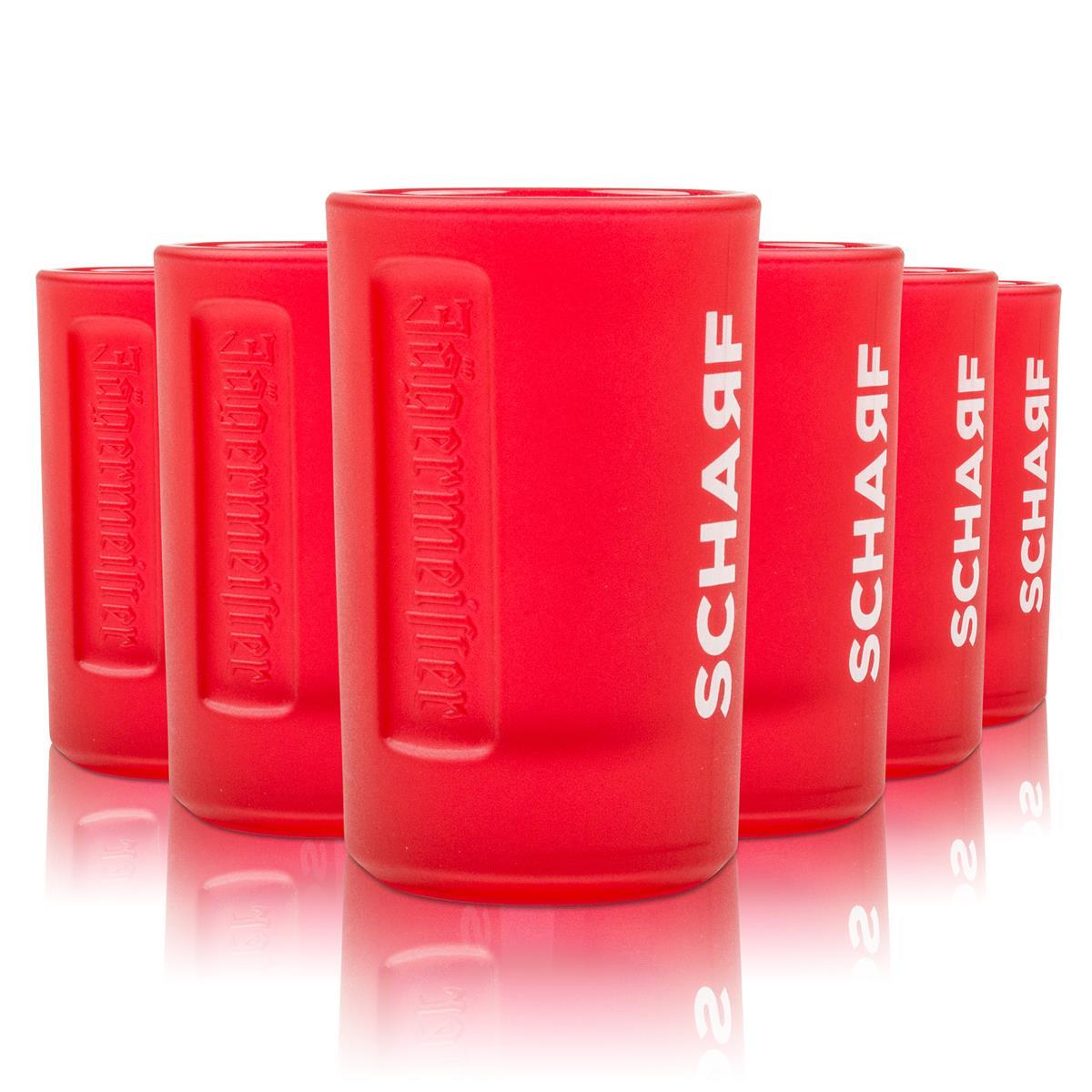 6x Jägermeister Scharf Hot Ginger Likörglas 2cl - Rote Shotgläser Sonderedition