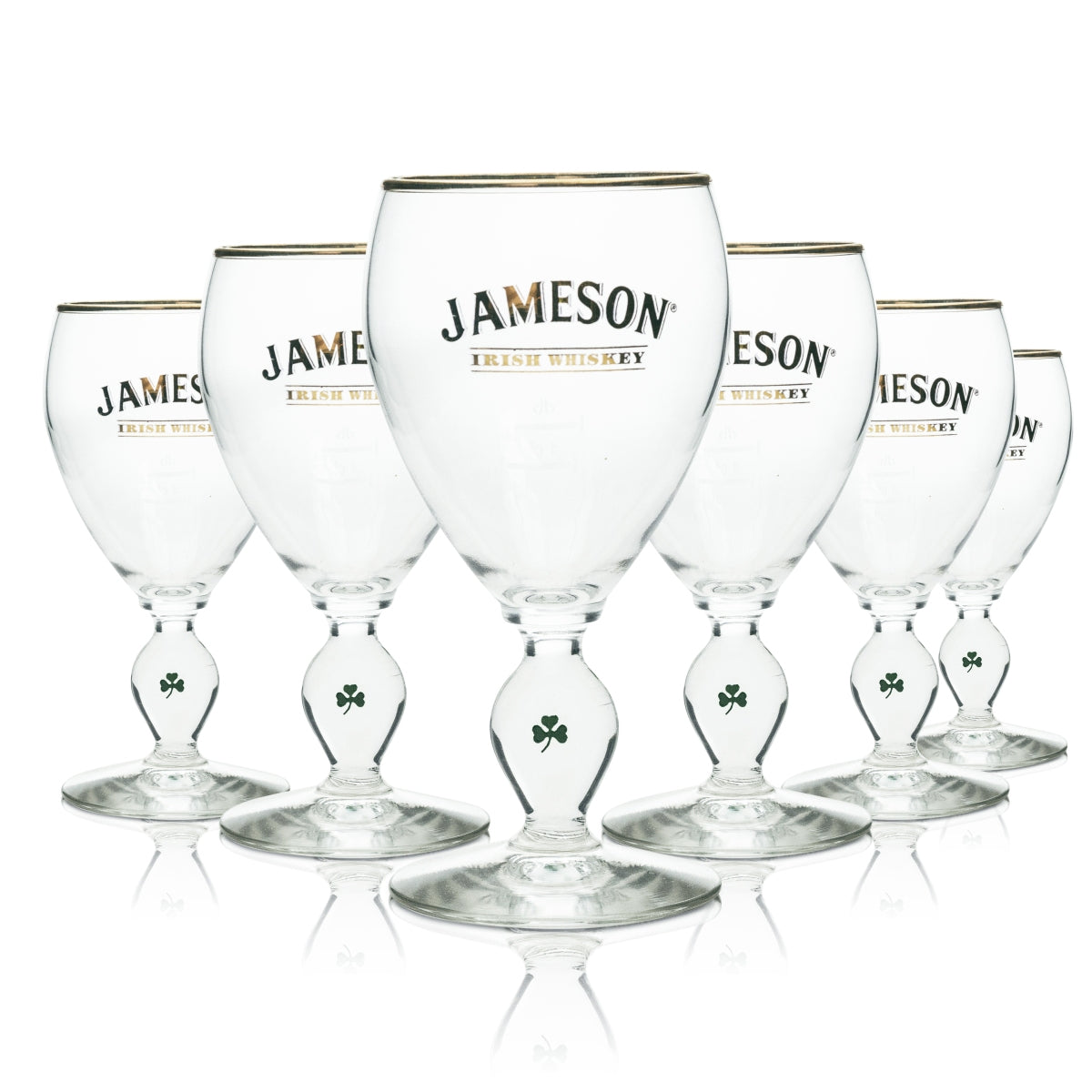 6x Jameson Whiskey Glas Irish Coffee 4cl Goldrand und Kleeblatt
