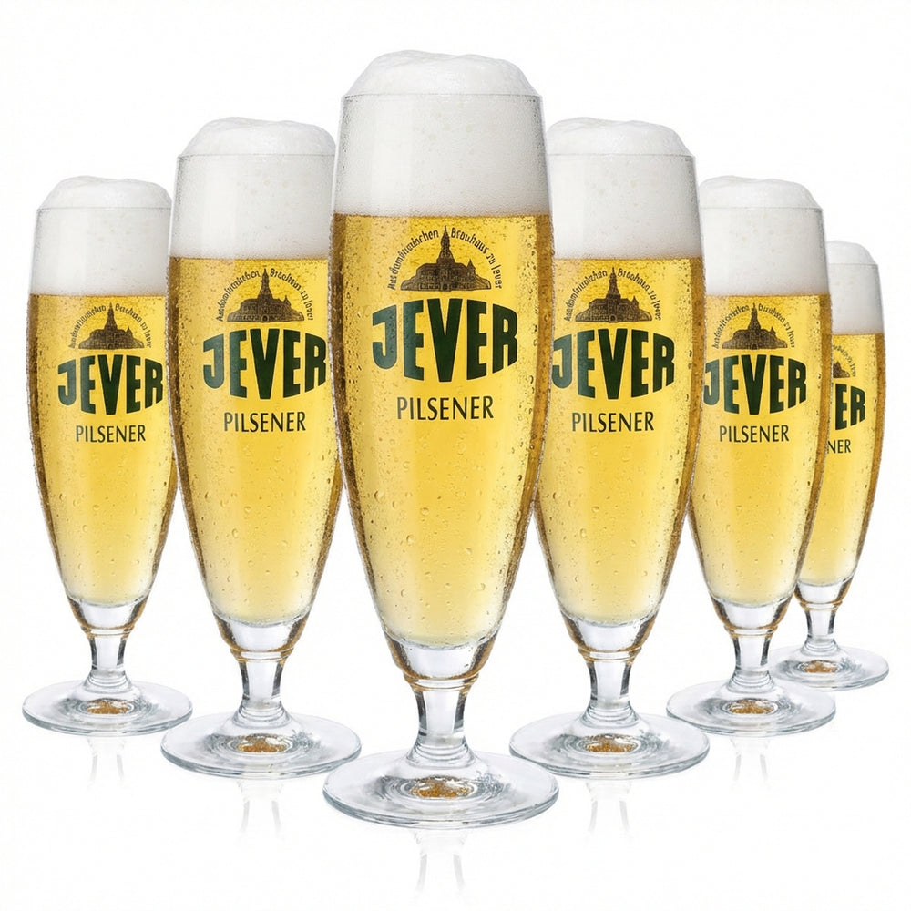 6x Jever Bier Glas 0,3l Pokalglas Biergläser "Pilsener" Schriftzug Rastal