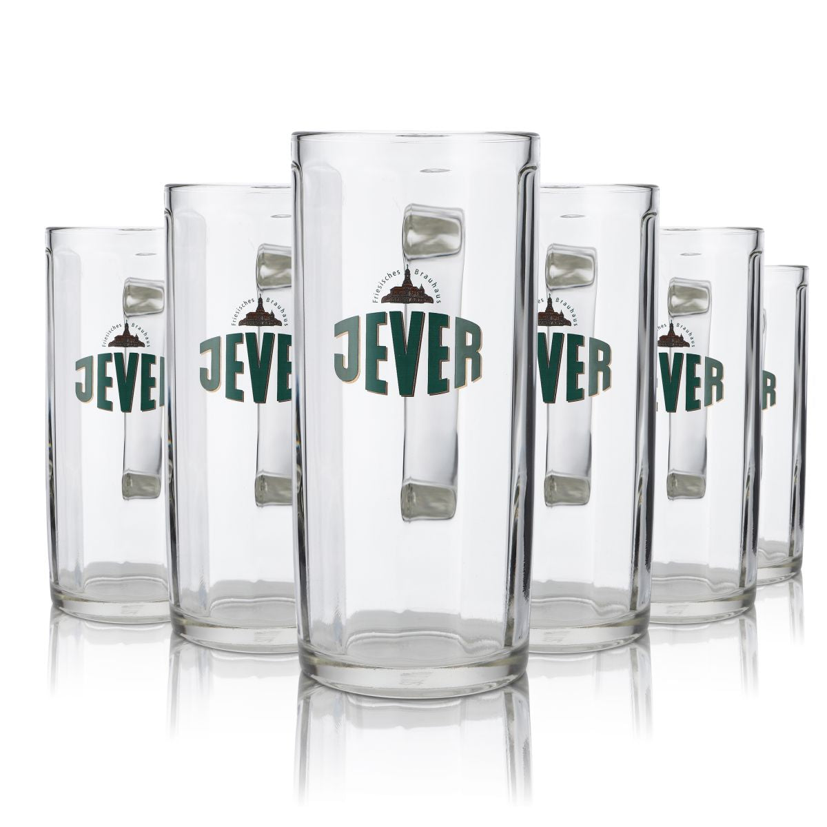 6x Jever Glas 0,5l Bierkrug Konturglas Pils Humpen Seidel Gläser Set Brauerei