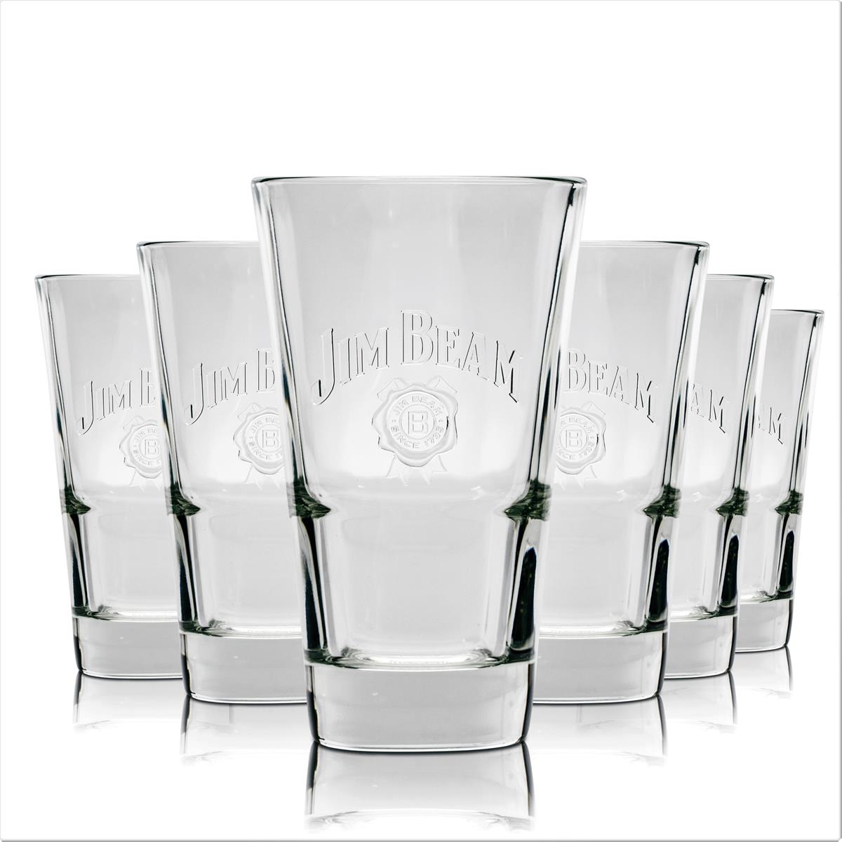 6x Jim Beam Glas 340 ml Stapelbar Longdrink Whiskey Kontur Gläser Geeicht Gastro – Ansicht 2