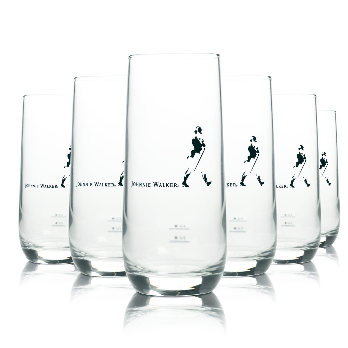 6x Johnnie Walker Whiskey Glas 0,3l Longdrink Gläser Highball Cocktail Retro