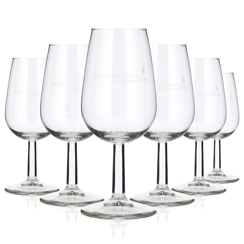 6x Johnnie Walker Whiskey Glas 2cl + 4cl tastingglas Mann auf Logo