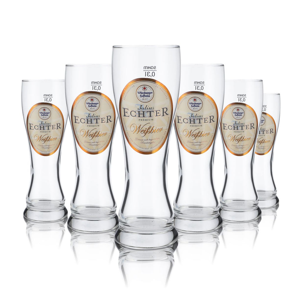 6x Julius Echter Glas 0,3l Weißbierglas Hefeweizen Gläser Set Schwarzwald GOLD
