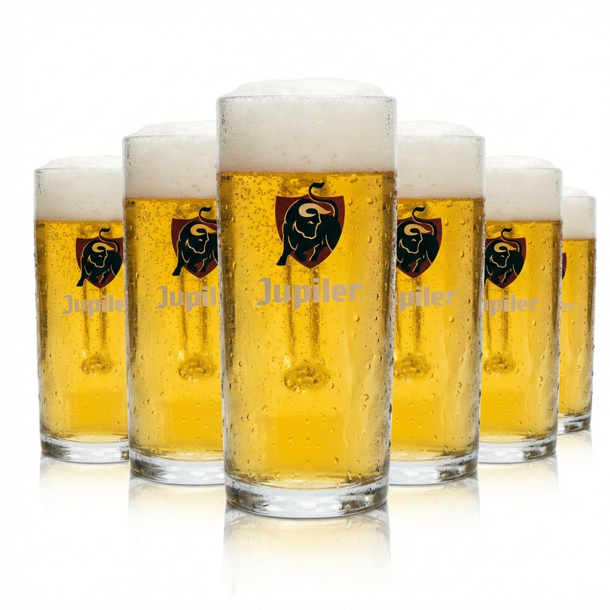 6x Jupiler Glas 0,5l Bier Krug Humpen Seidel Gläser Belgium Belgique Beer Jug