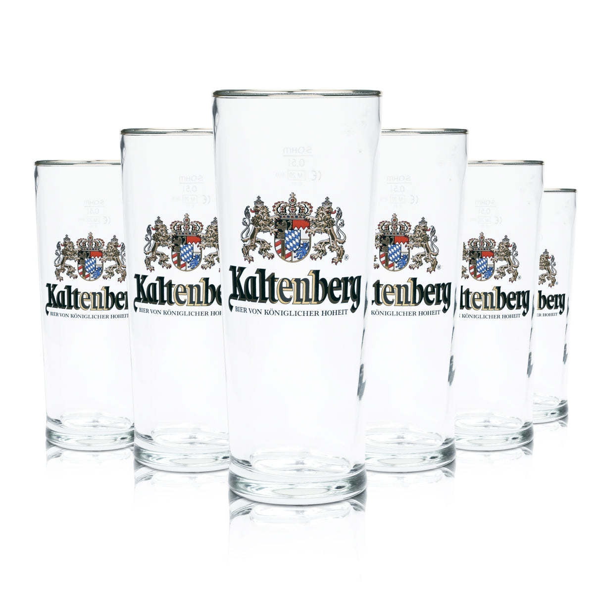 6x Kaltenberg Bier Glas 0,5l Willi Becher Goldrand Sahm Tulpe Pokal Gläser Beer