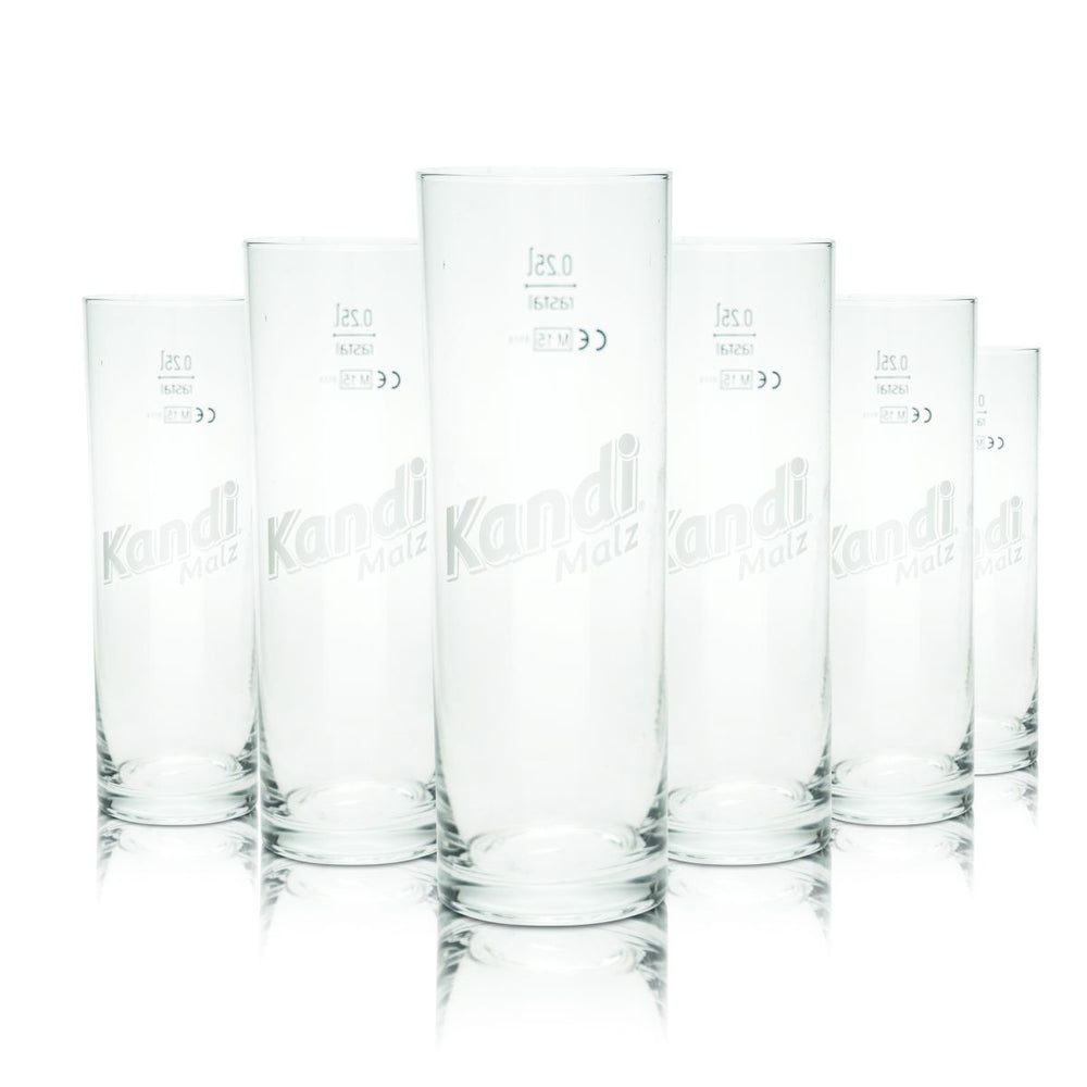 6x Kandi Malz Bierglas 0,25l Willi Becher Malzbier Stange Gläser Set Brauerei