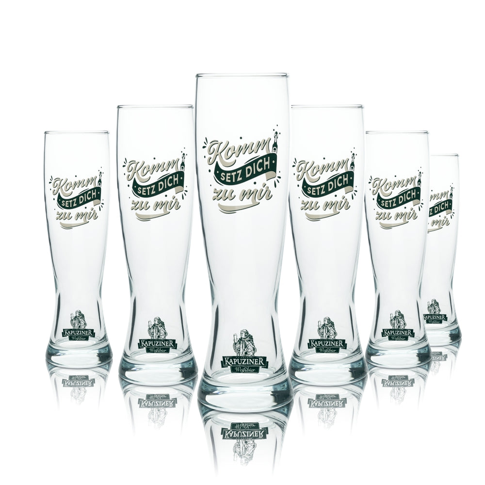 6x Kapuziner Bier Glas 0,5l Weizen Gläser Sahm Hefe Weißbier Bayern Beer Tulpe