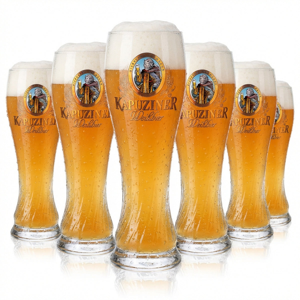6x Kapuziner Bier Glas Weißbier Gläser Bierglas im Relief 0,5l