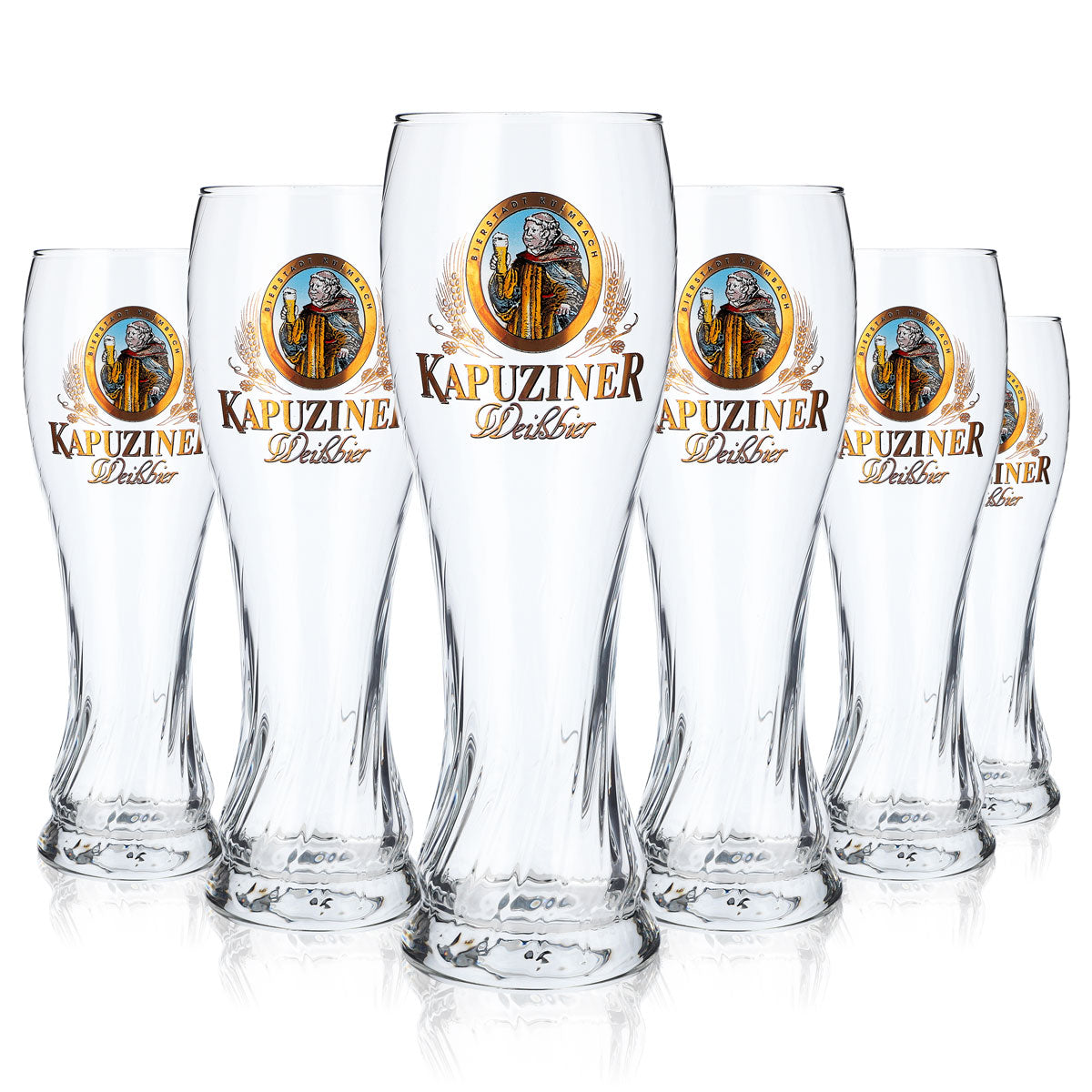 6x Kapuziner Bier Glas Weißbier Gläser Bierglas im Relief 0,5l – Ansicht 5