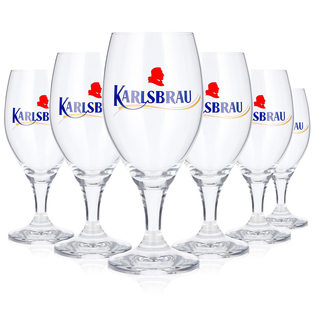 6x Karlsberg Bier Glas 0,25l Pokal Karlsbrau Blauer Schriftzug (6er Set)
