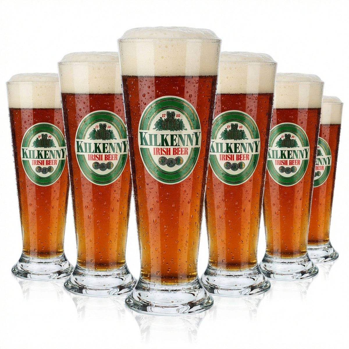 6x Kilkenny Bier Glas 0,4l Biergläser Becher Irish altes Logo Sahm München