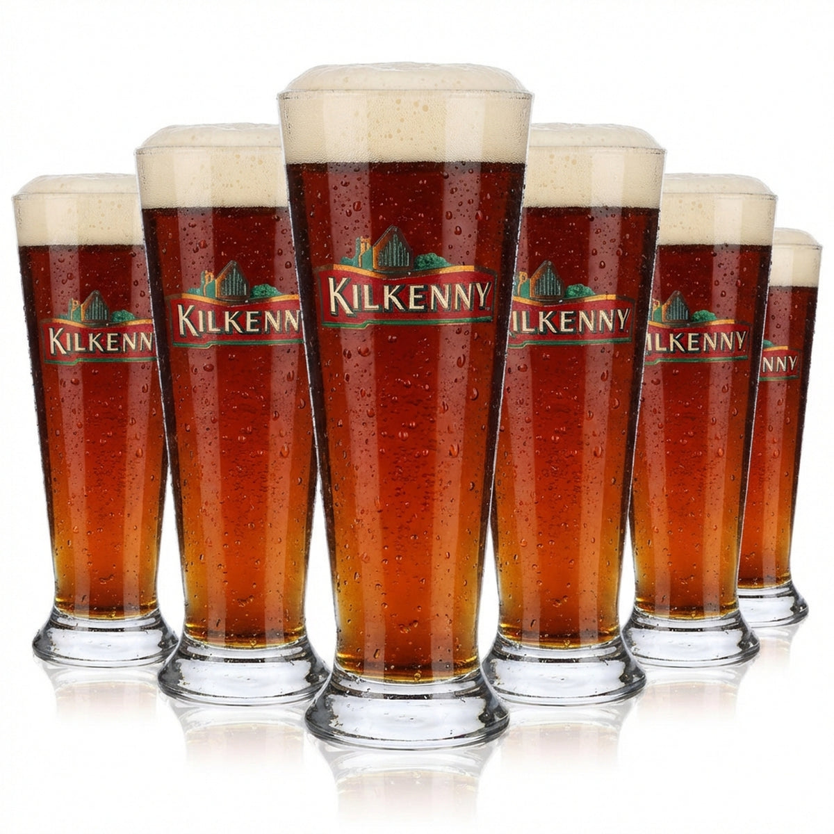 6x Kilkenny Bier Glas Biergläser 0,4l Irish Becher rotes Logo Sahm München