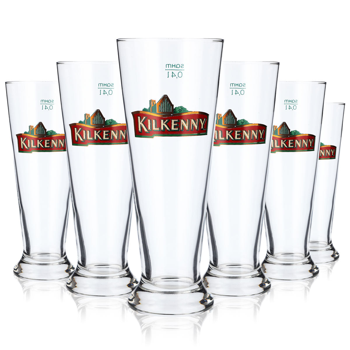 6x Kilkenny Bier Glas Biergläser 0,4l Irish Becher rotes Logo Sahm München – Ansicht 5