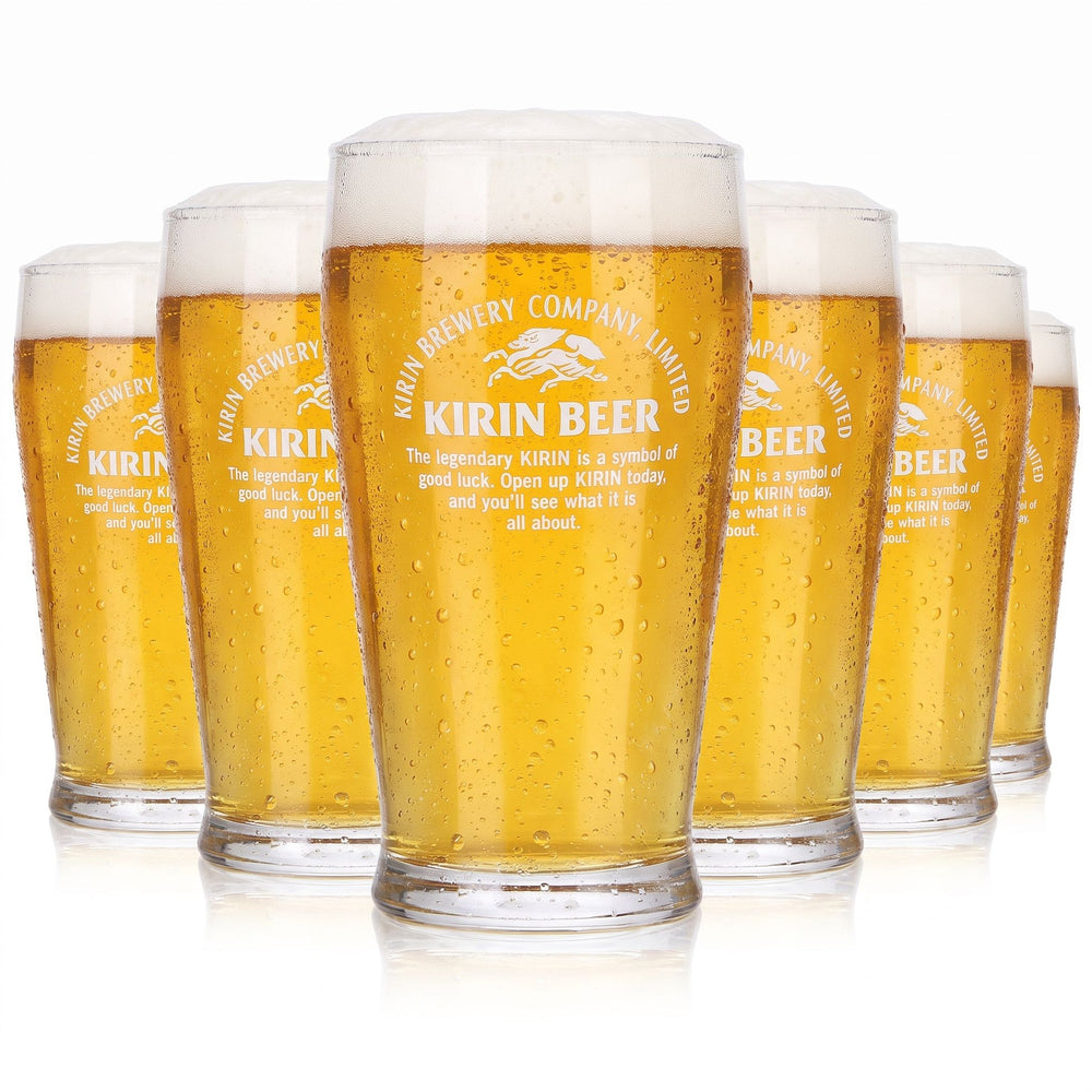 6x Kirin Ichiban Bier Glas 0,17l Becher weißes Logo
