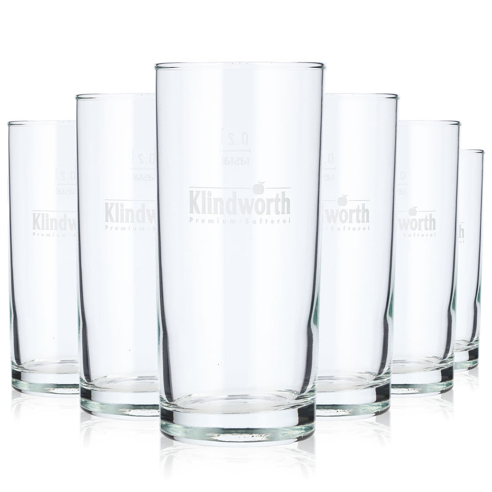 6x Klindworth Softdrink Glas 0,2l Stangenglas Logo satiniert Rastal (6er Set)
