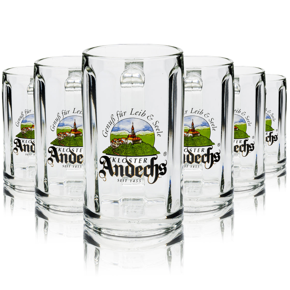 6x Kloster Andechs Bier Glas 0,3l Glückauf Krug – Ansicht 5