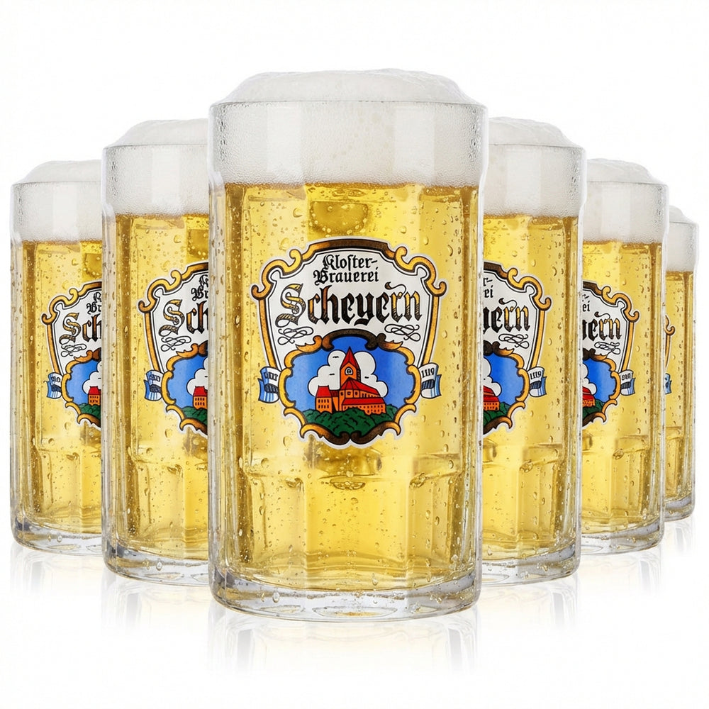 6x Kloster Scheyern Bier Glas Bierseidel 0,25l Bierkrug Rastal Glückauf