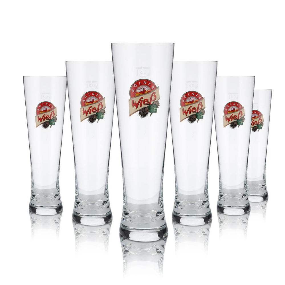6x Kölner Wieß Glas 0,3l Hefweizenglas Weißbierglas Pokalglas Stange Gläser Set