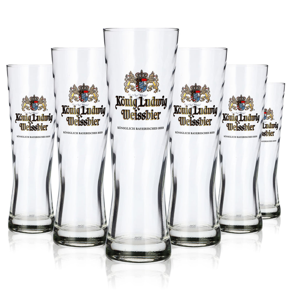 6x König Ludwig Bier Glas 0,25l Weissbier Relief Rastal (6er Set)