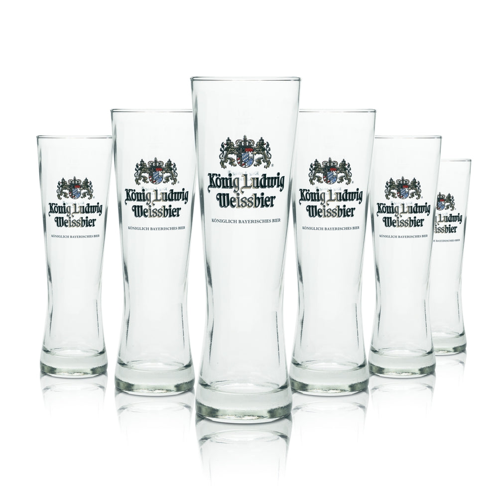 6x König Ludwig Bier Glas 0,3l Weißbier Hefe Weizen Pokal Gläser Gastro Geeicht