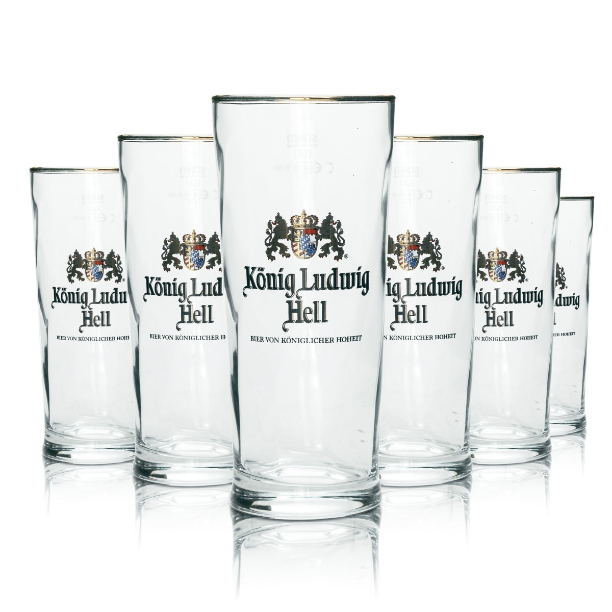 6x König Ludwig Bier Glas 0,4l Becher Hell Sahm Willi Relief Gläser Pils Export