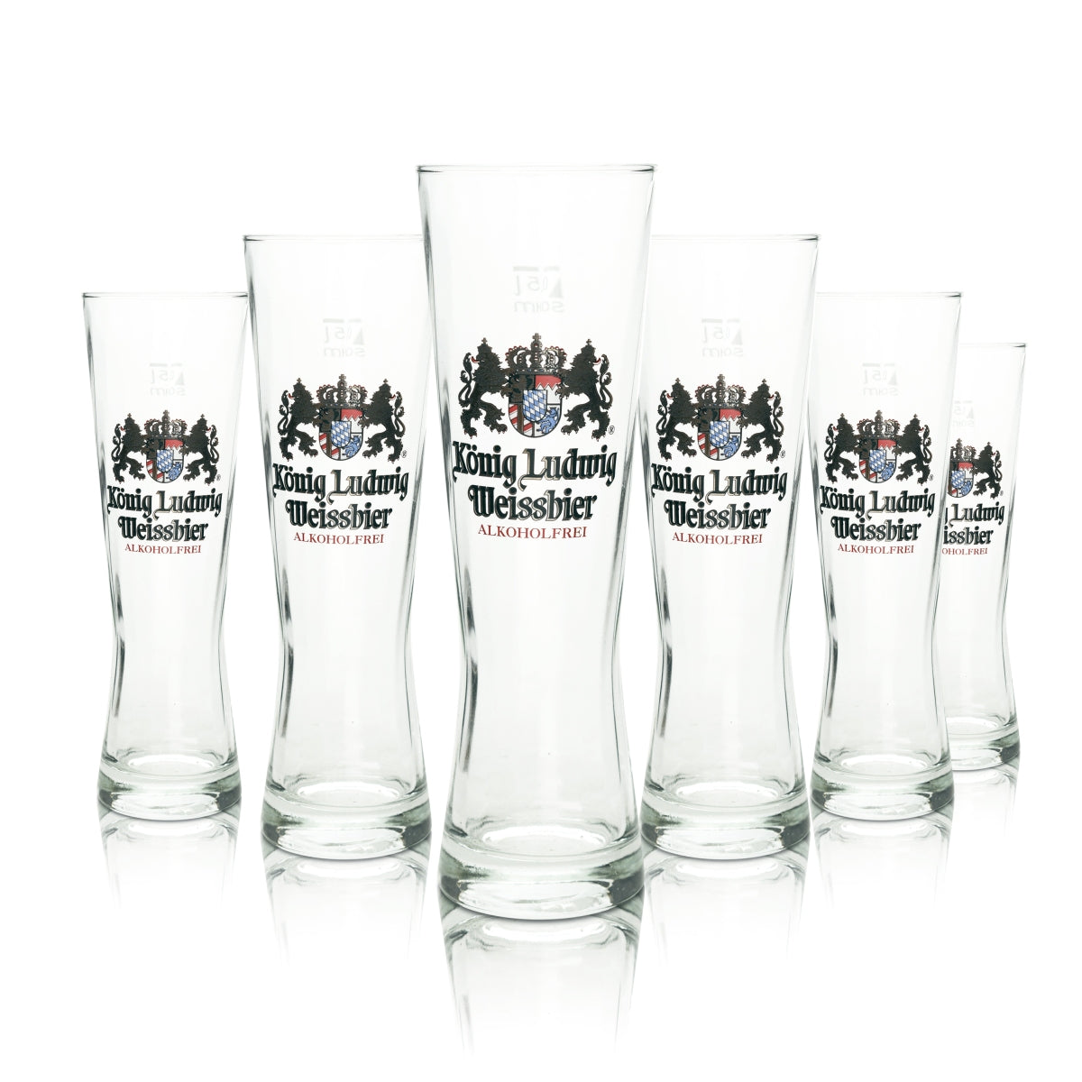 6x König Ludwig Bier Glas 0,5l Weißbier Alkoholfrei Relief Hefe Weizen Gläser