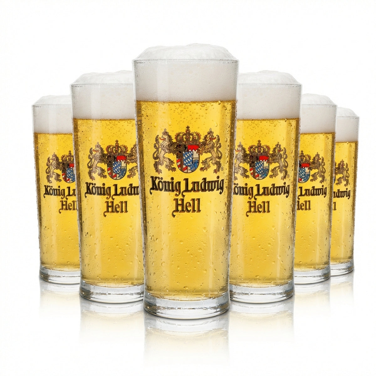 6x König Ludwig Bier Glas 0,5l Willi Germania Sahm Goldrandn