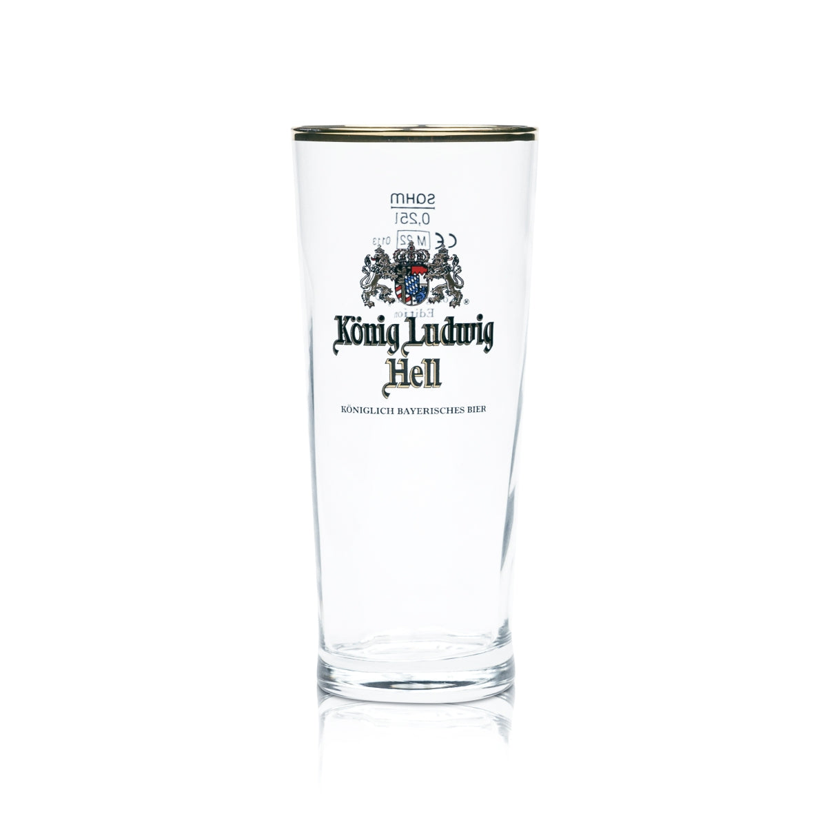 6x König Ludwig Bier Glas Hell 0,25l Willi Becher Goldrand Gläser Tumbler Stange – Ansicht 2