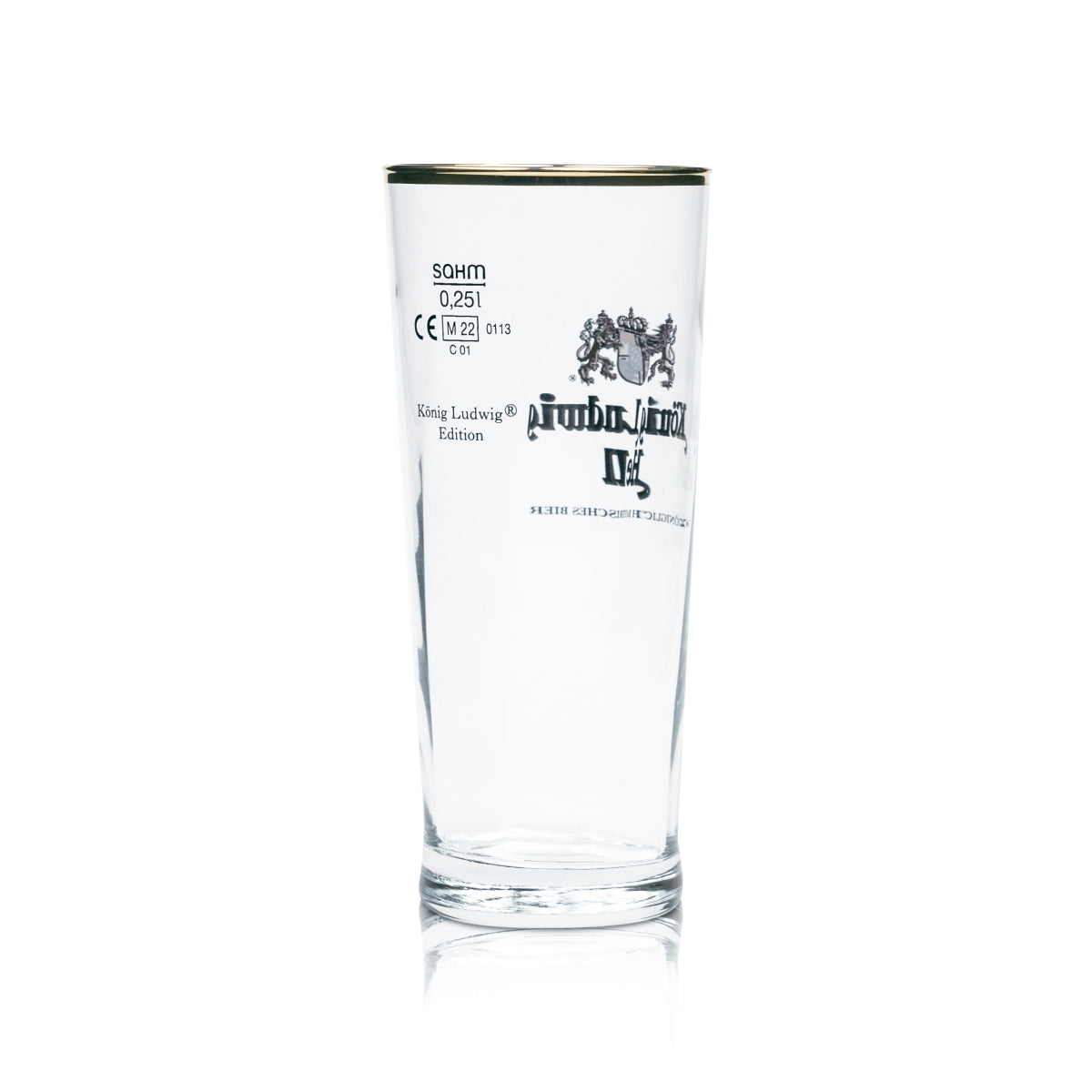 6x König Ludwig Bier Glas Hell 0,25l Willi Becher Goldrand Gläser Tumbler Stange – Ansicht 3