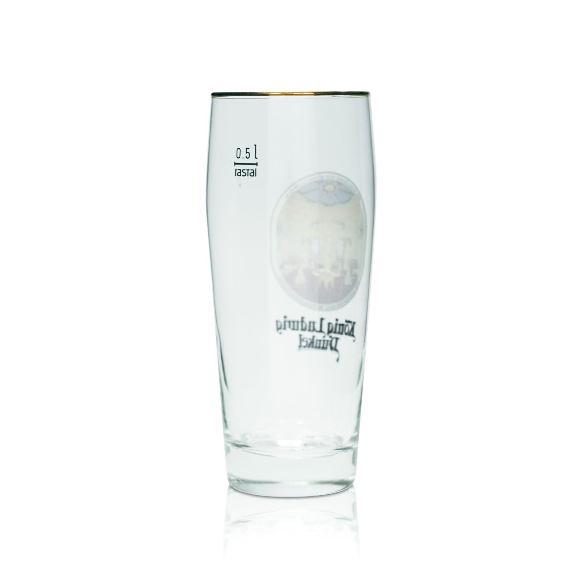 6x König Ludwig Bierglas 0,5l Willi Becher Gläser Dunkel Edition Goldrand Gastro – Ansicht 3