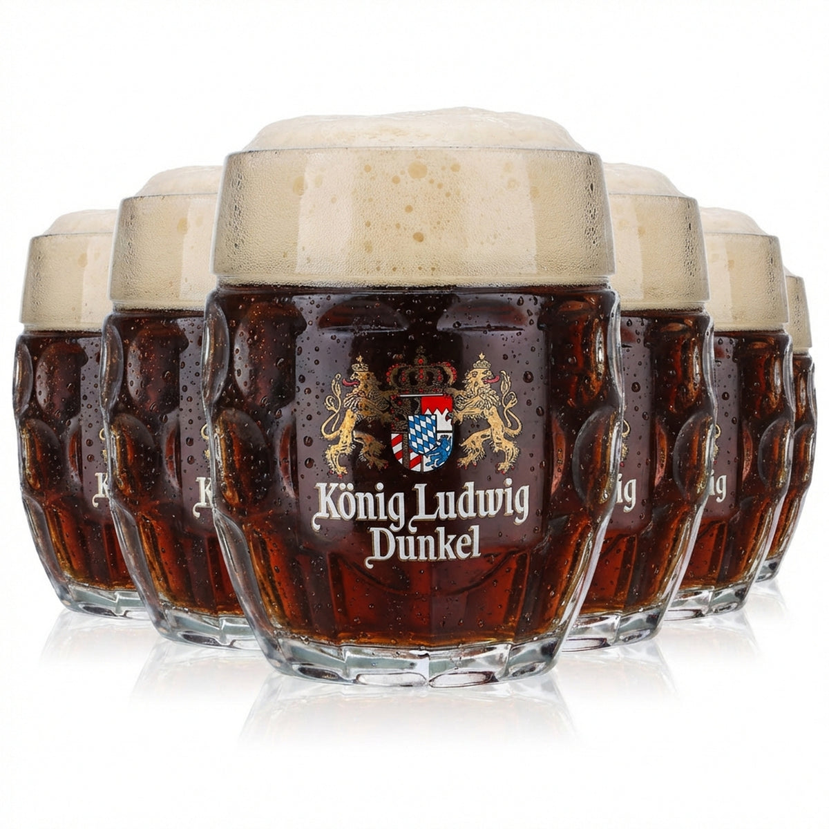 6x König Ludwig Bierglas Seidel Bierkrüge 0,5l Krug "Dunkel" Punkt-Seidel
