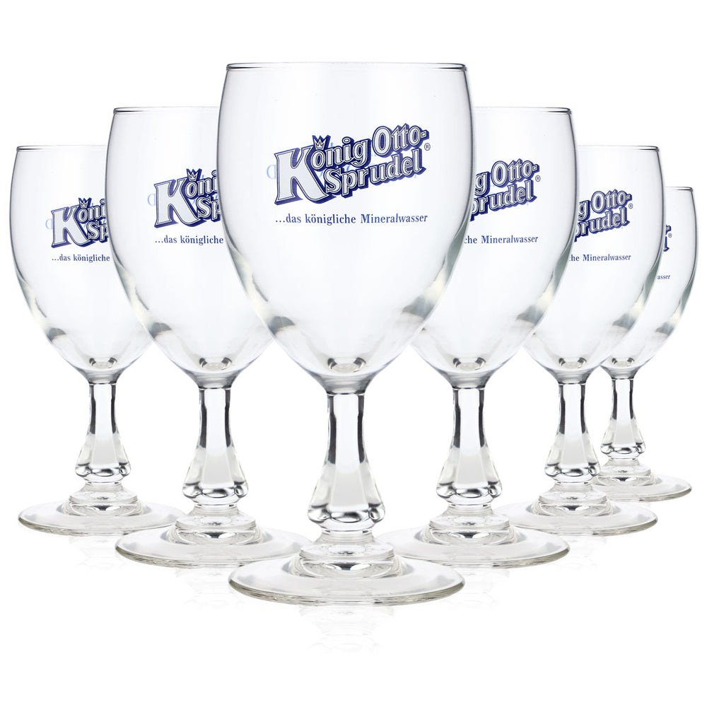 6x König Otto Sprudel Wasser Glas 0,18l Kelch eckiger Stiel Jahre (6er Set)