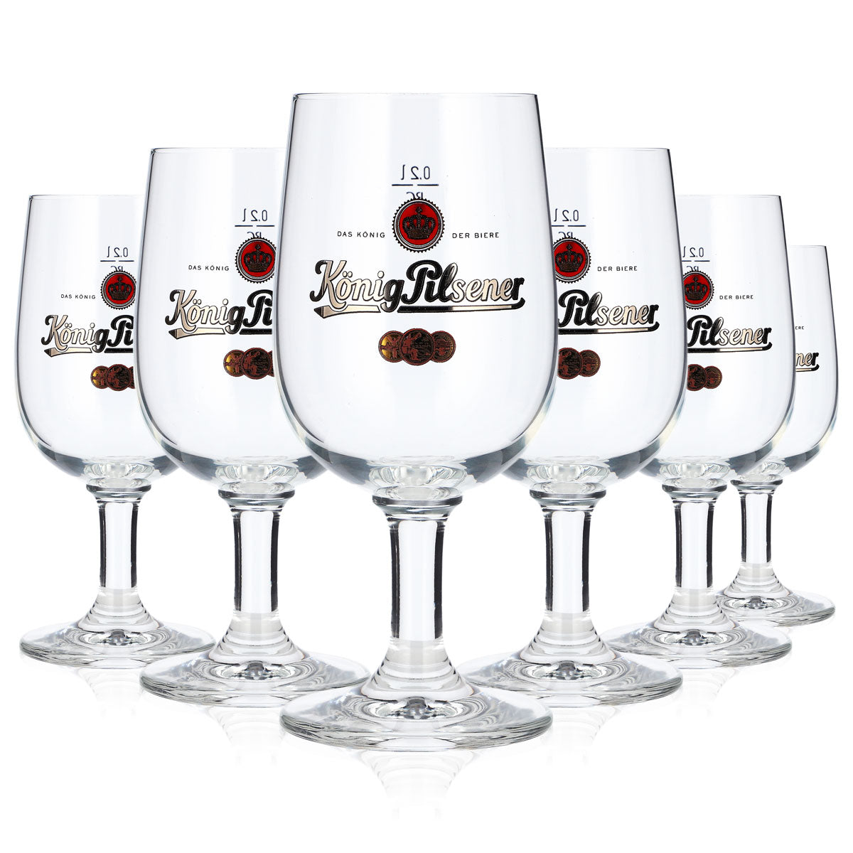 6x König Pilsener Bier Glas 0,2l Pokal goldenes Logo RC (6er Set)