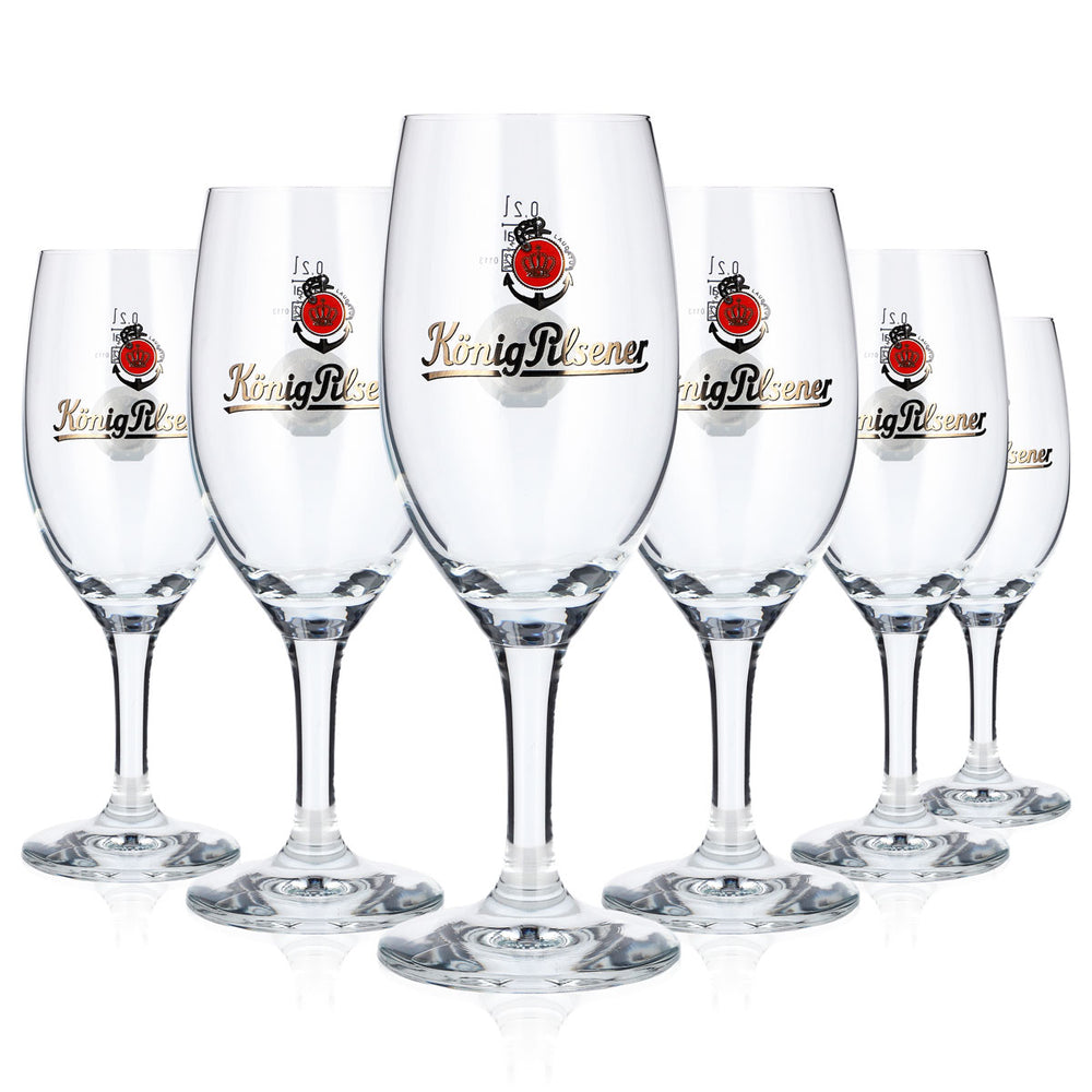 6x König Pilsener Bier Glas 0,2l Pokal NFC Tag Rastal Tulpe Bierglas (6er Set)