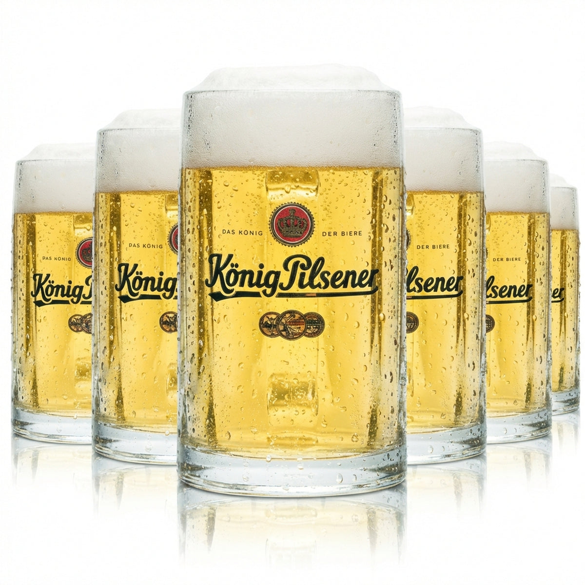 6x König Pilsener Bier Glas 0,3l Krug Relief Seidel Henkel Gläser Humpen Krüge