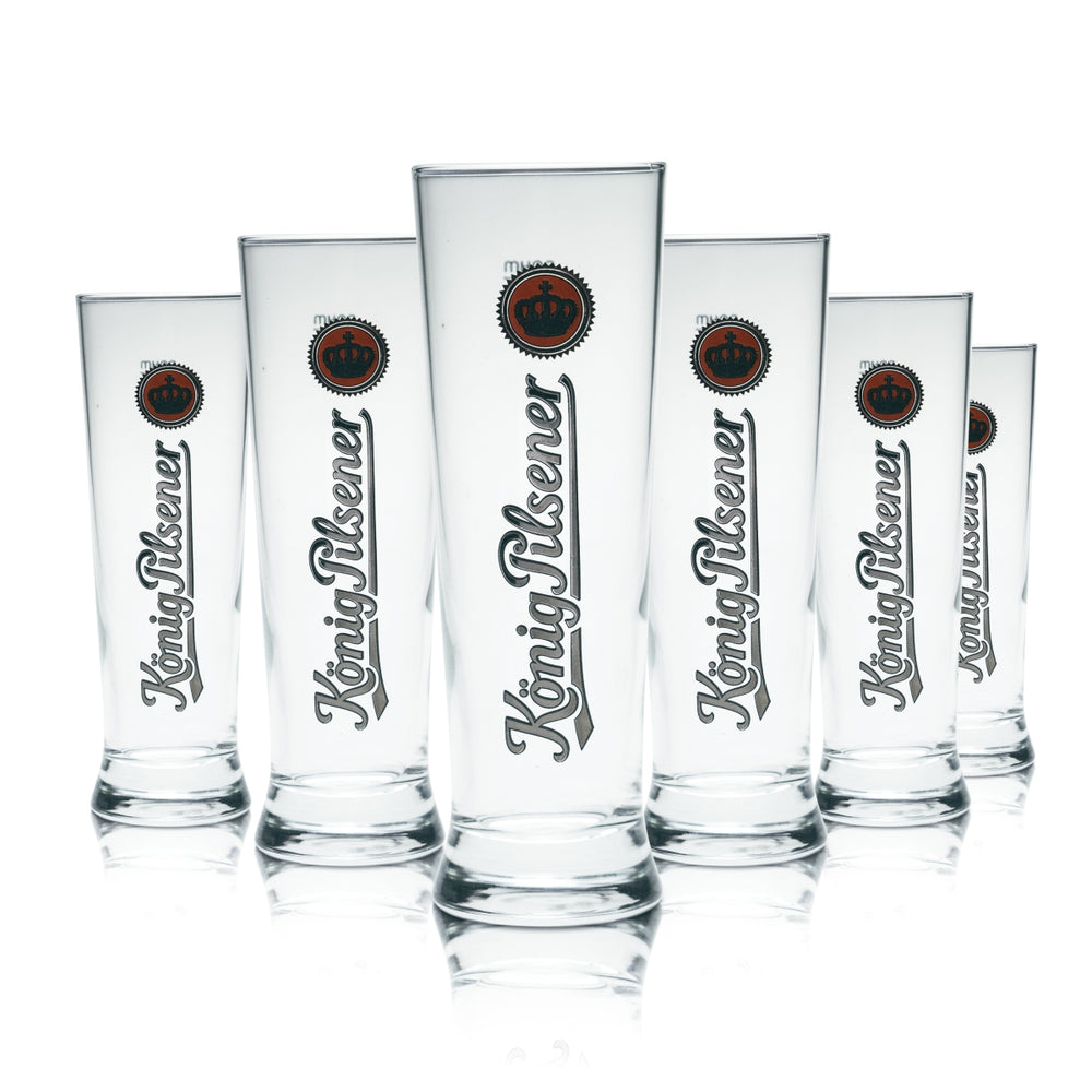 6x König Pilsener Bier Glas 0,3l Stange Pokal Sahm Gastro Eichstrich Beer Gläser